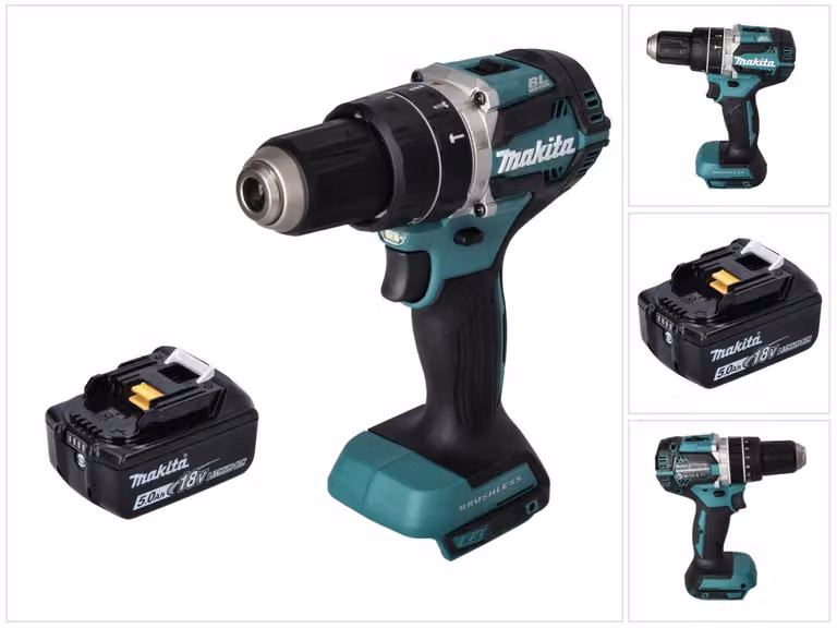 Trapano a percussione a batteria Makita DHP 484 T1 18 V 54 Nm senza spazzole + 1x batteria ricaricabile 5,0 Ah - senza caricabatterie
