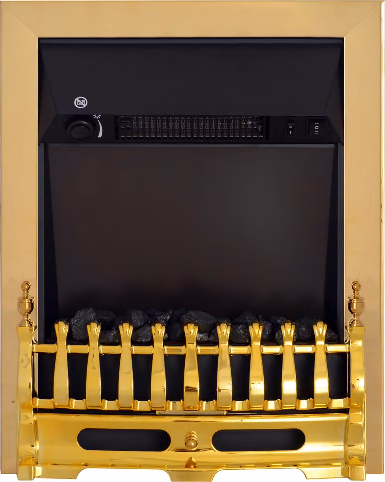 Camino elettrico Fortuna Lai con effetto fiamma 1000/2000 W 48,2 x 18,5 x 59,2 cm in oro per serate accoglienti