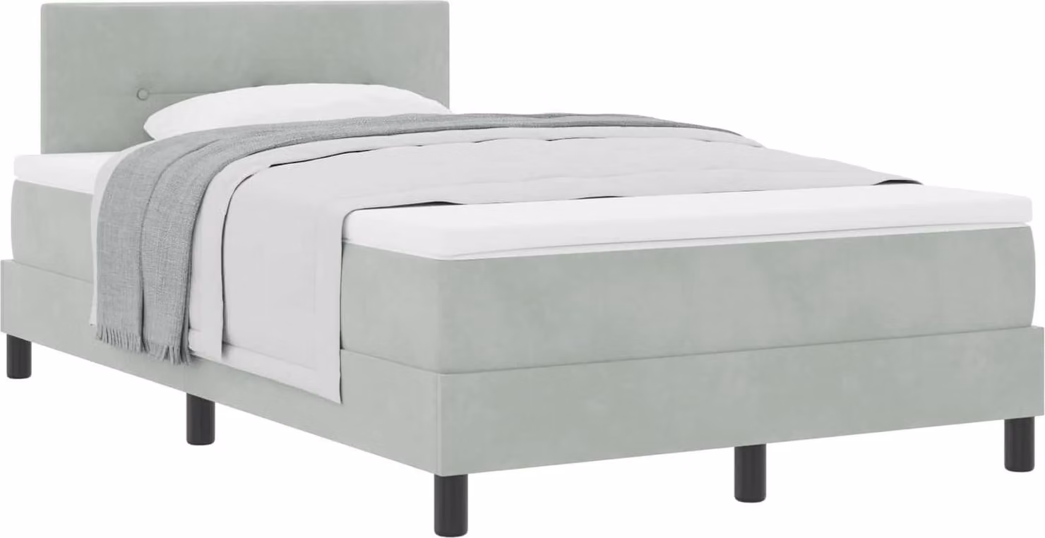 Letto a molle con materasso Grigio chiaro 120 x 200 cm Velluto