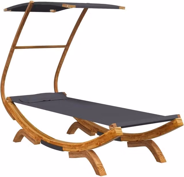 Lettino con Tettuccio in Legno Curvato Antracite L: 100 cm, P: 190 cm, H: 134 cm – 1