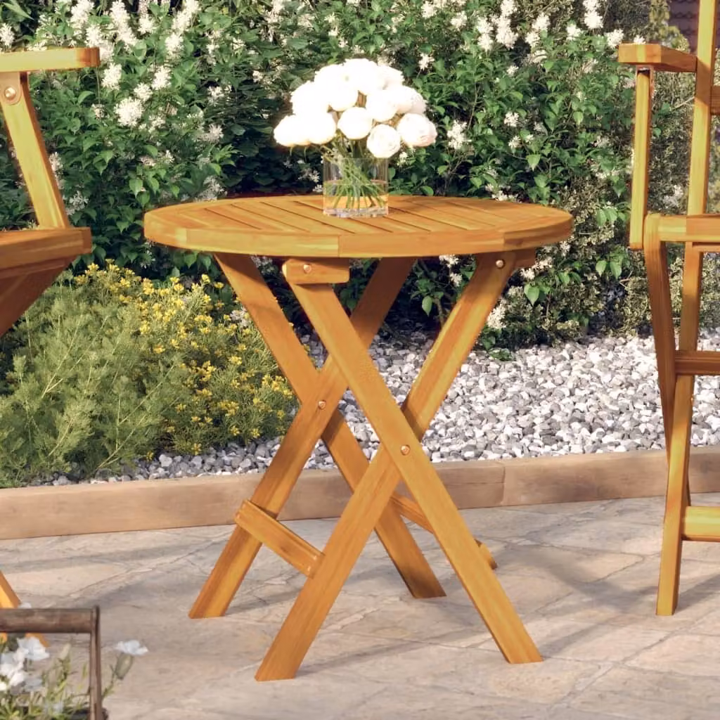 The Living Store Tavolo da bistrot Ø46x47 cm in legno massiccio di acacia