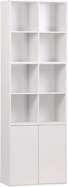 Libreria modulare in legno 3 elementi, 2 ante 8 vani, bianco
