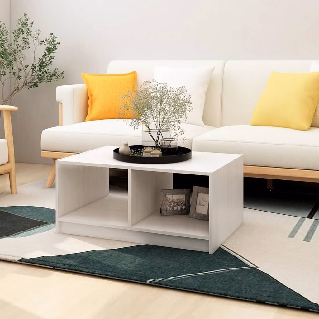 Maison Exclusive - Tavolino bianco 75x50x33,5 cm in legno massello di pino