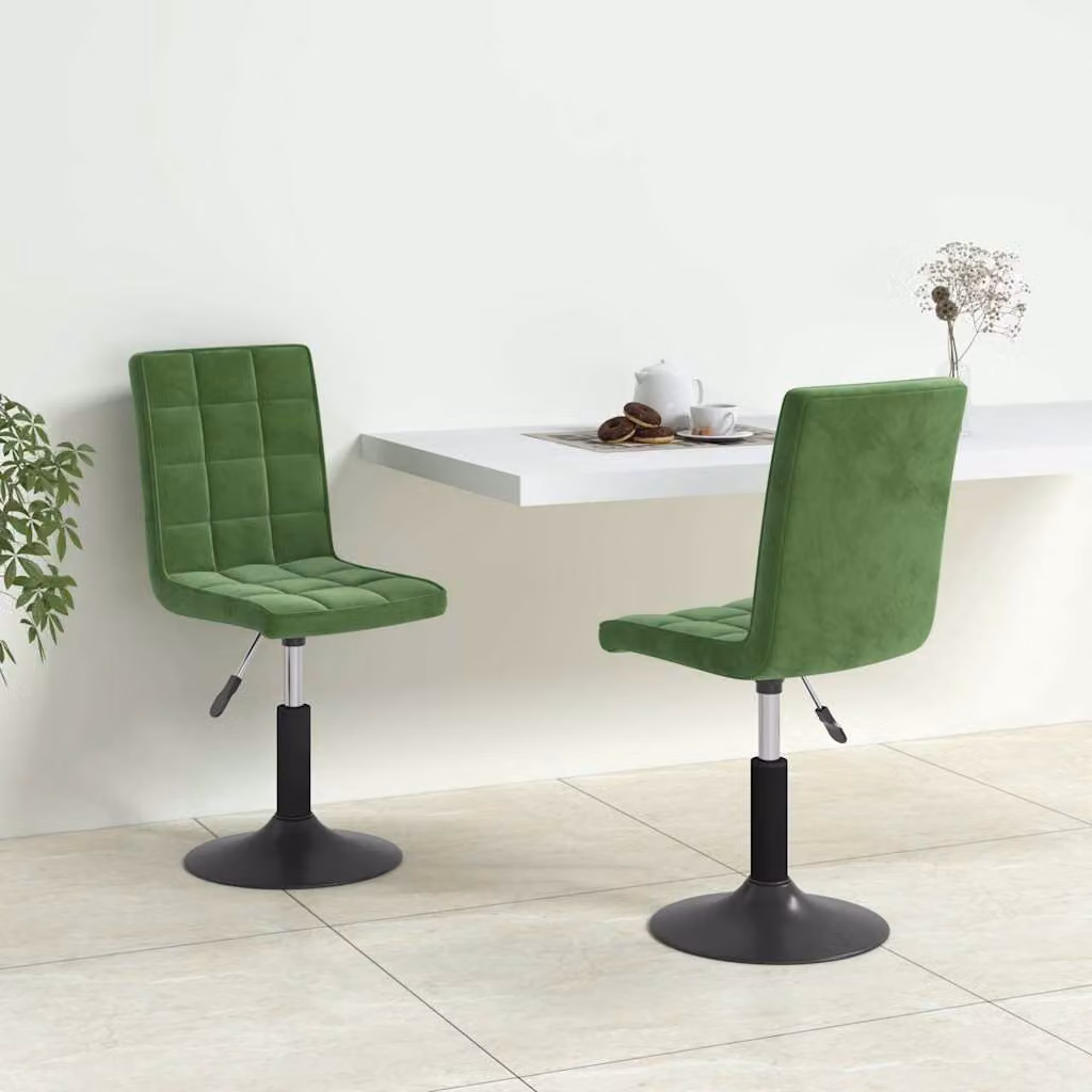 Set di 2 sedie da pranzo girevoli vidaXL in velluto verde con base in metallo e plastica per soggiorno e cucina