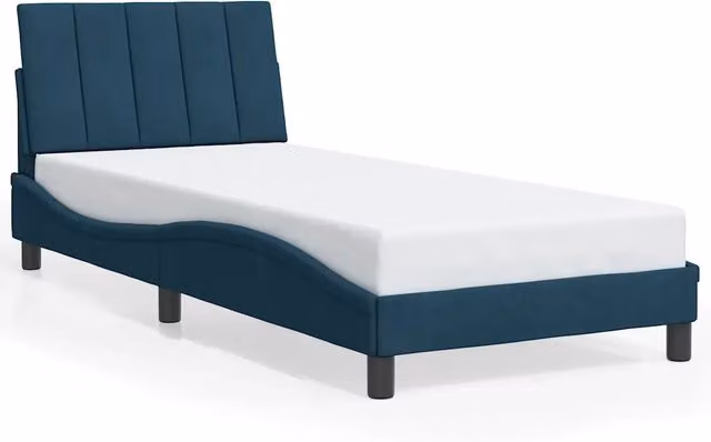 Letto singolo | Letto per adulti | Giroletto senza Materasso Hanko Blu 90x190 cm in Velluto
