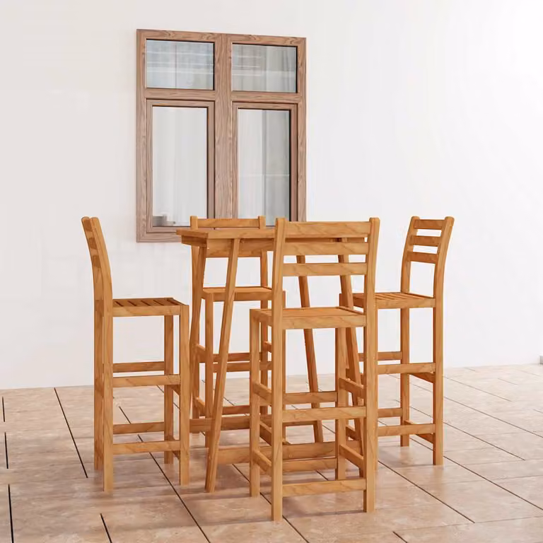 Set da Bar da Giardino vidaXL in Legno di Acacia Marrone, 5 Pezzi