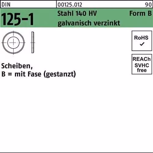 Dischi Reyher DIN 125 St. 140 HV B 4,3 vz 001250120043000 (1000 pezzi)