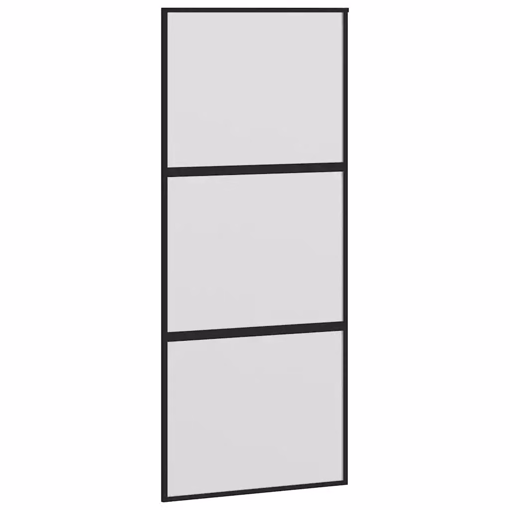 Porta Scorrevole vidaXL in Vetro Temperato e Alluminio, Colore Nero, L: 90 cm, H: 205 cm – 2