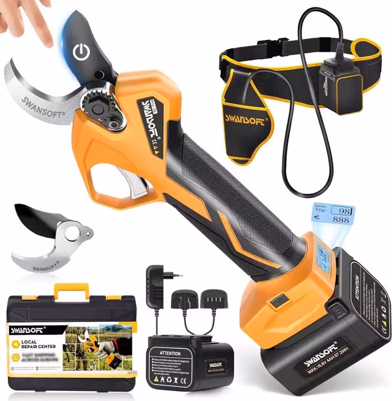 Potatore elettrico, a batteria, taglio efficiente, giallo, due batterie