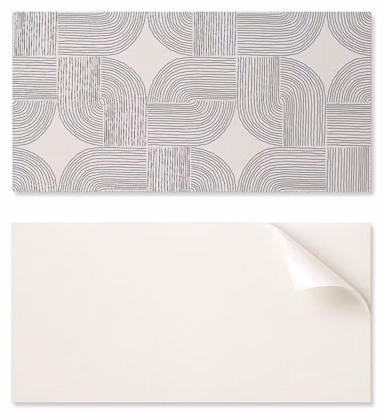 Pannello decorativo in vinile con grafica, ideale per cucina o bagno, dimensioni 100 x 50 cm, motivo geometrico a linee