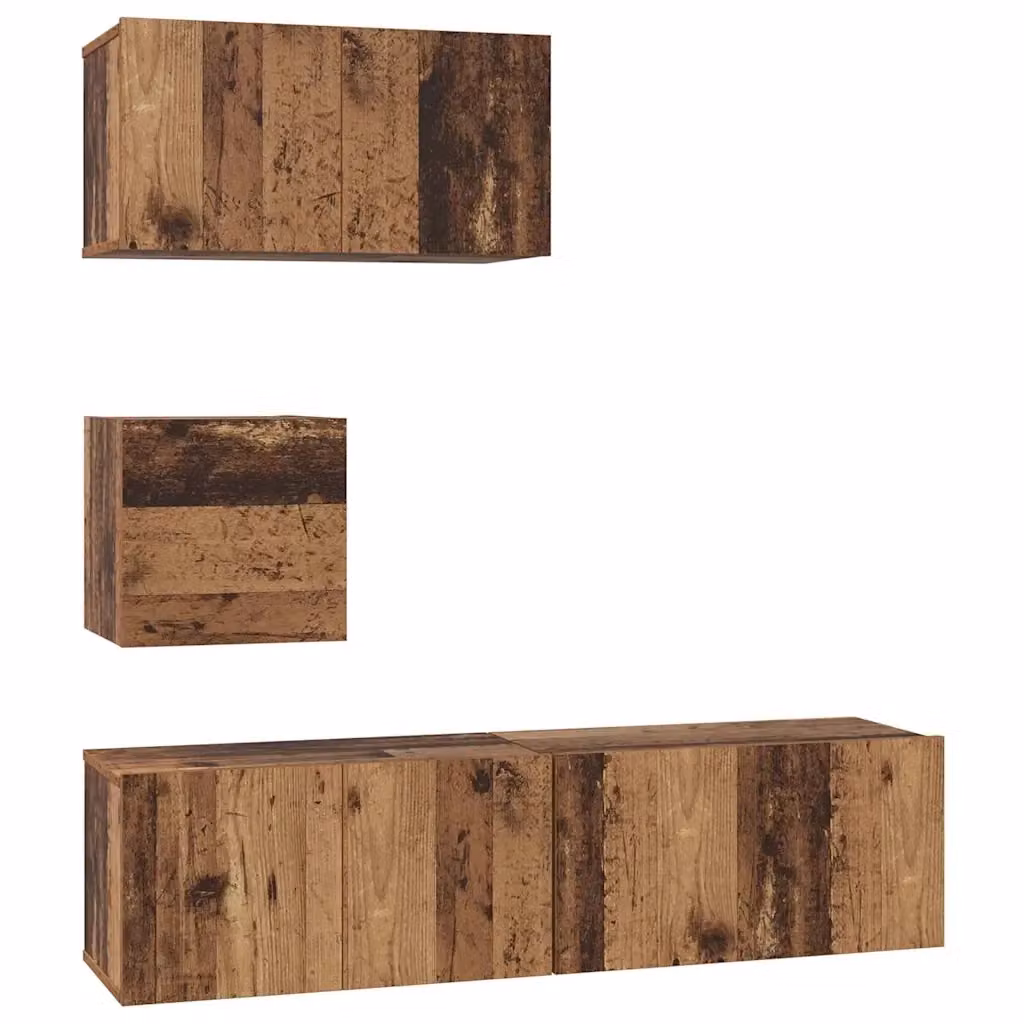Set di 4 mobili TV moderni vidaXL in legno multistrato color marrone per soggiorno – 2