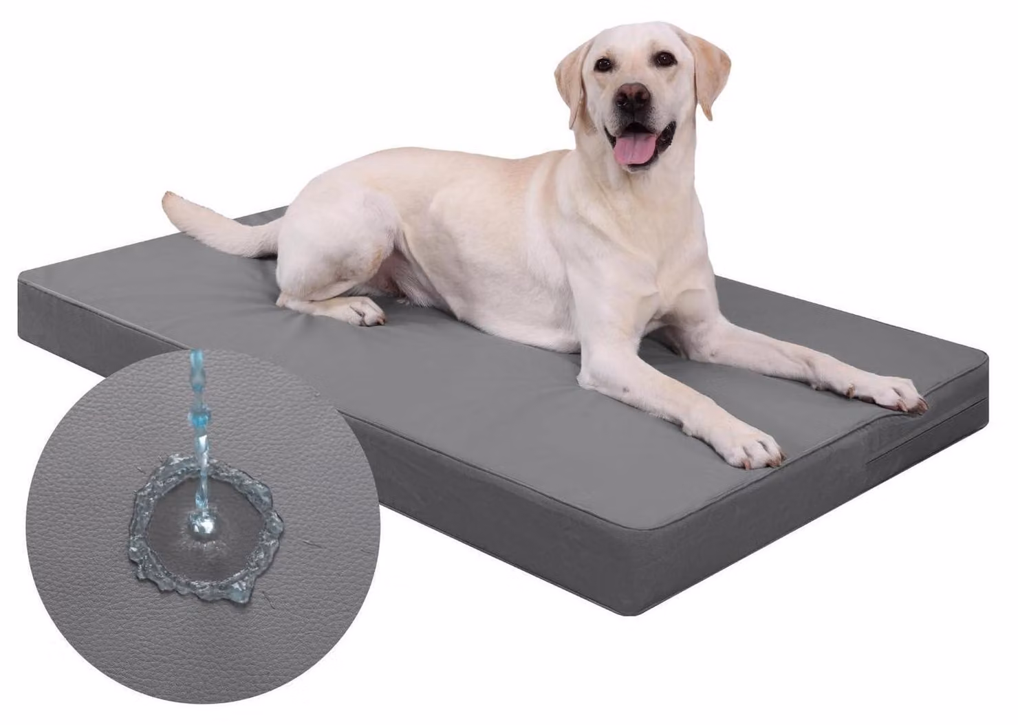 Cuccia ortopedica per cani, dimensioni L, 104x68x8 cm, grigia, impermeabile, con aspetto in pelle