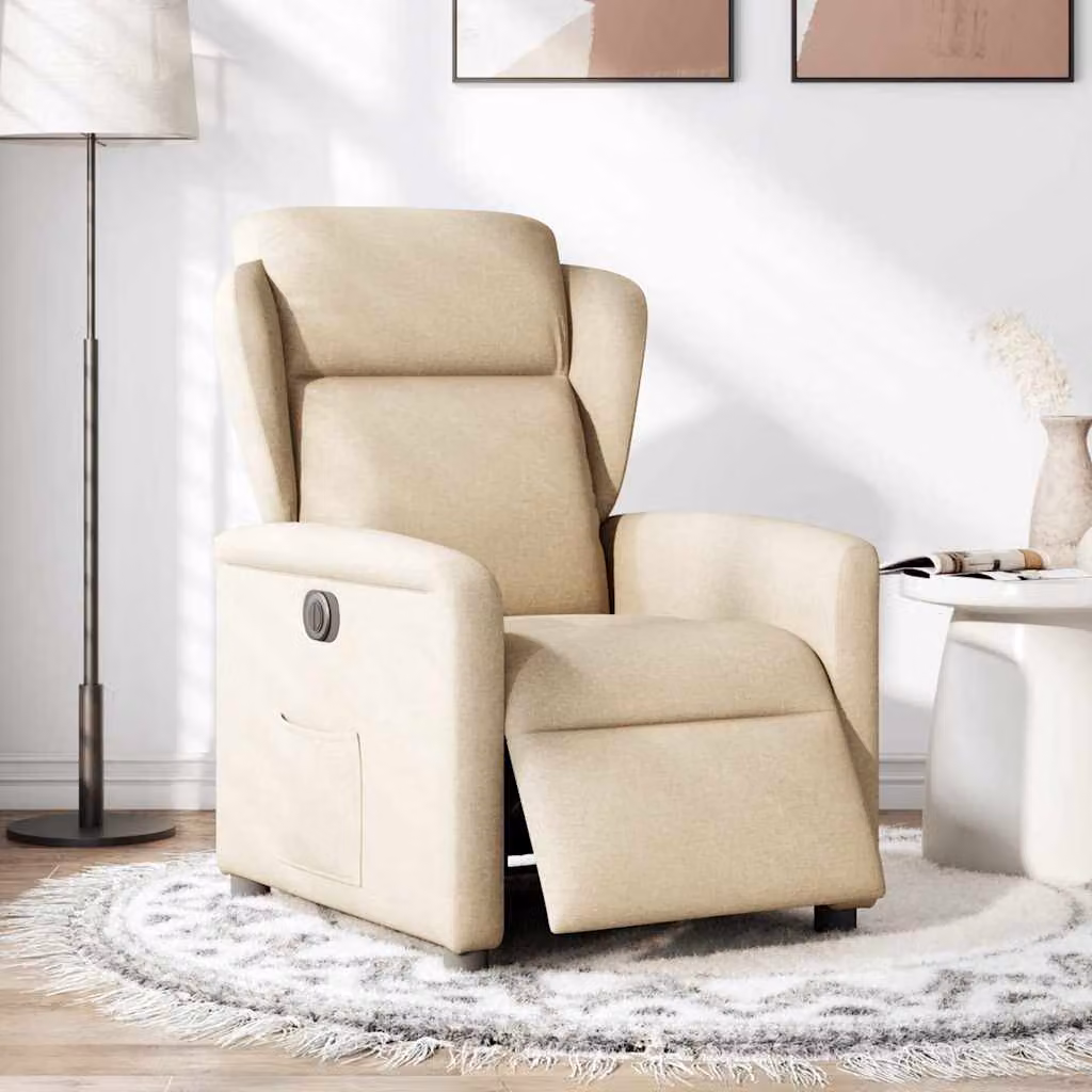 vidaXL Poltrona Elettrica Reclinabile Crema in Tessuto