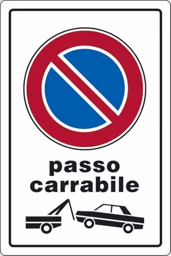 Cartello Passo Carrabile con rimozione forzata portone 30CMx20CM