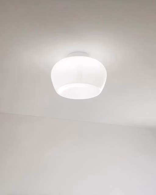 Plafoniera LED a sospensione in vetro bianco serie 10S48532, 20W 3000K, Dimmerabile, Struttura in metallo bianco opaco, Diametro 38 cm - Perenz