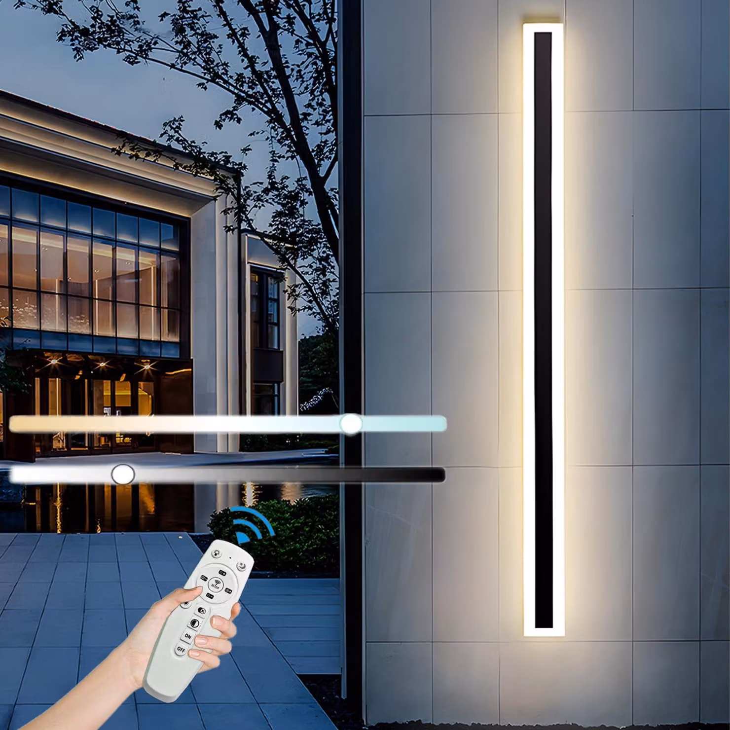 Lampada da parete esterna a LED, 36 W, 150 cm, dimmerabile, con telecomando, grado di protezione IP65