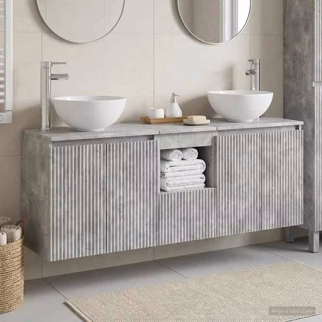 Set di Armadi da Bagno 3 pz Grigio Cemento 129 x 41 x 80 cm 3405630