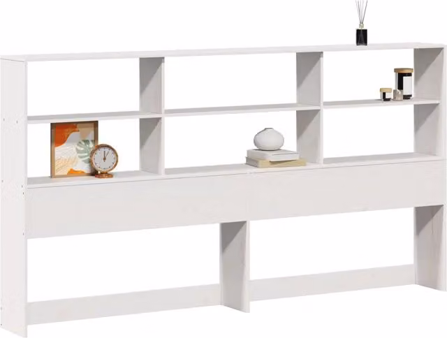Testiera | Testata con Ripiani Bianca 180 cm in Legno Massello di Pino
