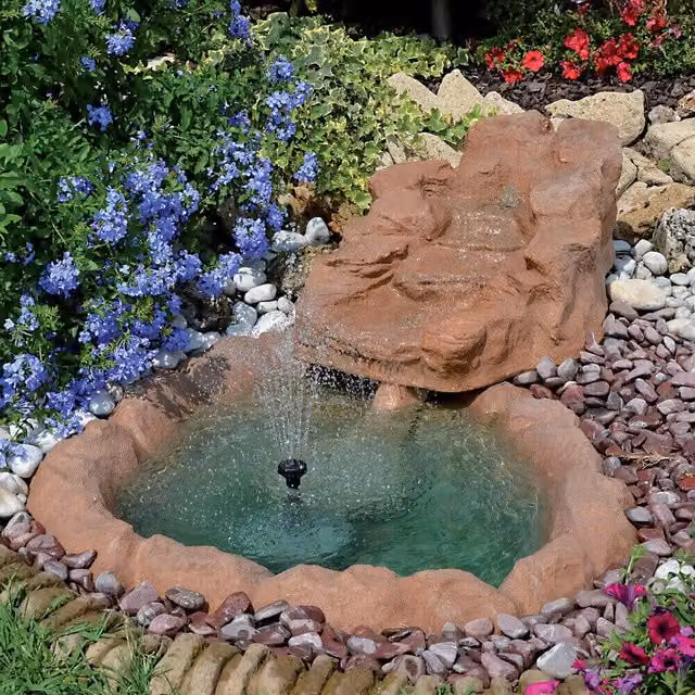 Cascata Artificiale da Giardino GIORDANOSHOP in Vetroresina Marrone con Pompa L: 180 cm, P: 120 cm