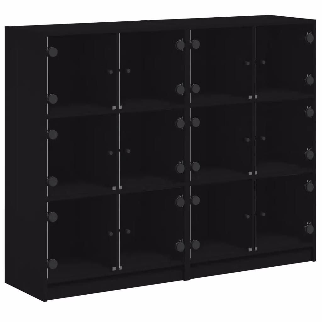 vidaXL Libreria Moderna con Ante in Vetro Nera L: 136 cm, P: 37 cm, H: 109 cm – 2