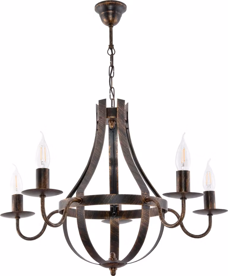 Lampada a sospensione, portacandele, nero, oro antico, ELEN NEGRO 11-360