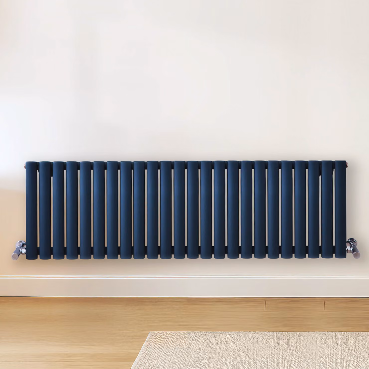 Radiatore di Design Orizzontale  Blu (Deep Sea Blu) -  400mm x 1416mm  - Pannello Doppio  - Revive