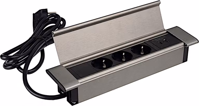Prese da incasso, tipo F, per ufficio, con porte USB A/C. Presa da incasso per scrivania, adatta per l'ufficio