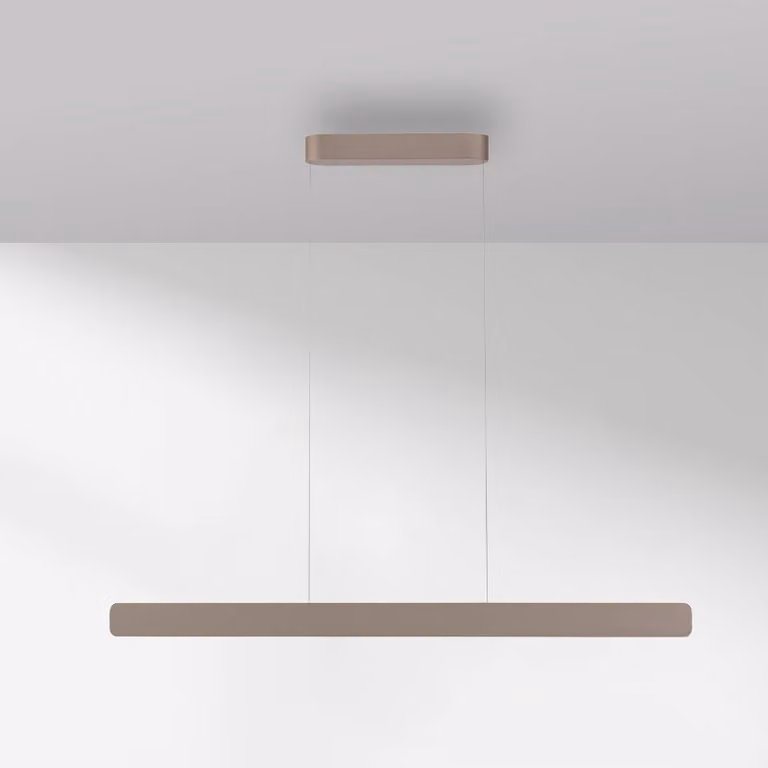 Paul Neuhaus lampada LED a sospensione Q-Stretto, bronzo, 120 cm dimmerabile, Bronzo / Ottone antico, Soggiorno / Sala da pranzo, Metallo, Moderno