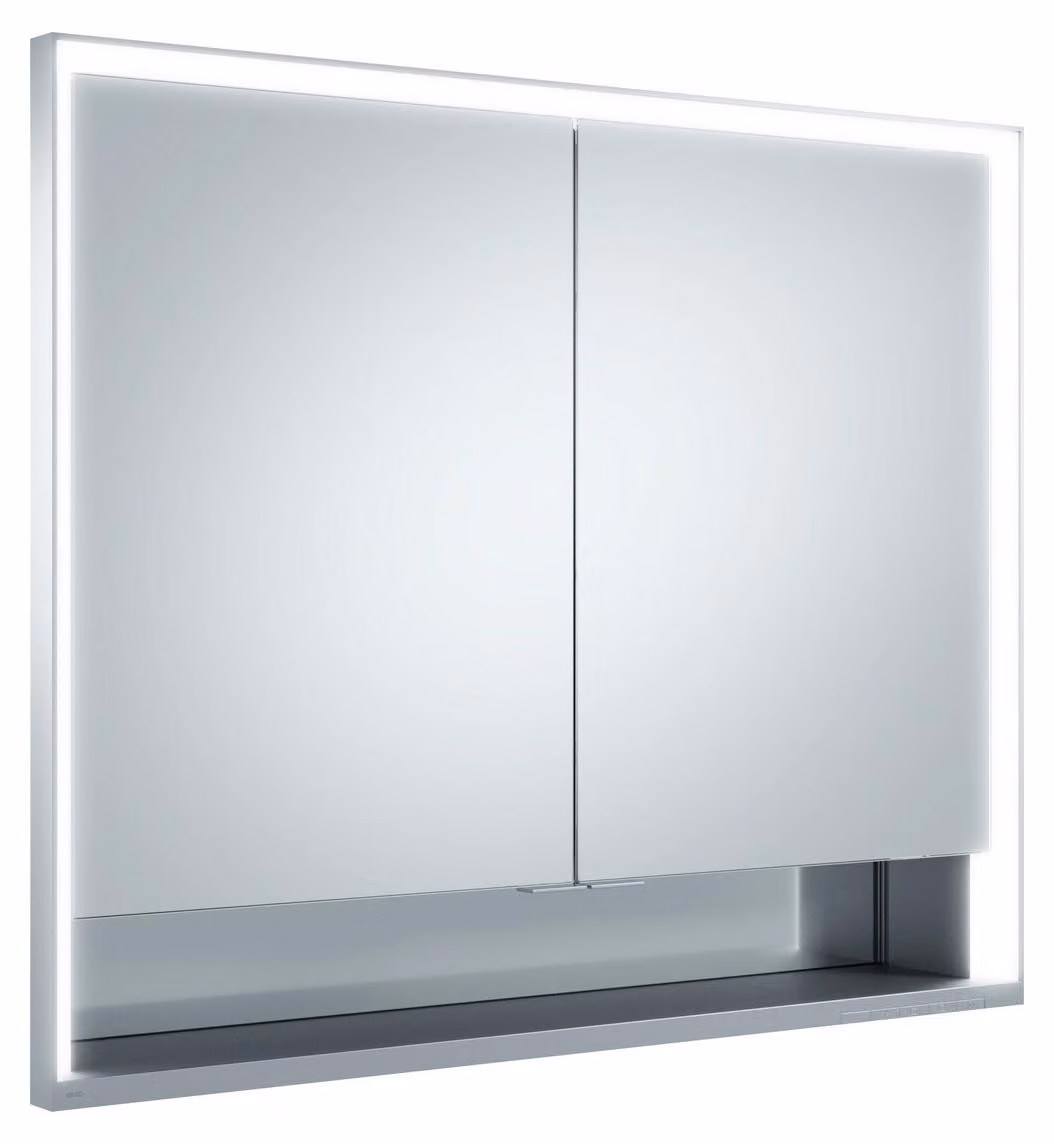 KEUCO Royal Lumos armoire de toilette encastrable 2 portes, porte courte, étagère ouverte, 900mm, 14313171301, 14313171301