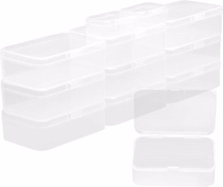 Contenitore in plastica trasparente, composto da 11 scomparti, dimensioni 10,5x7,5x3,5 cm, ideale per piccoli oggetti