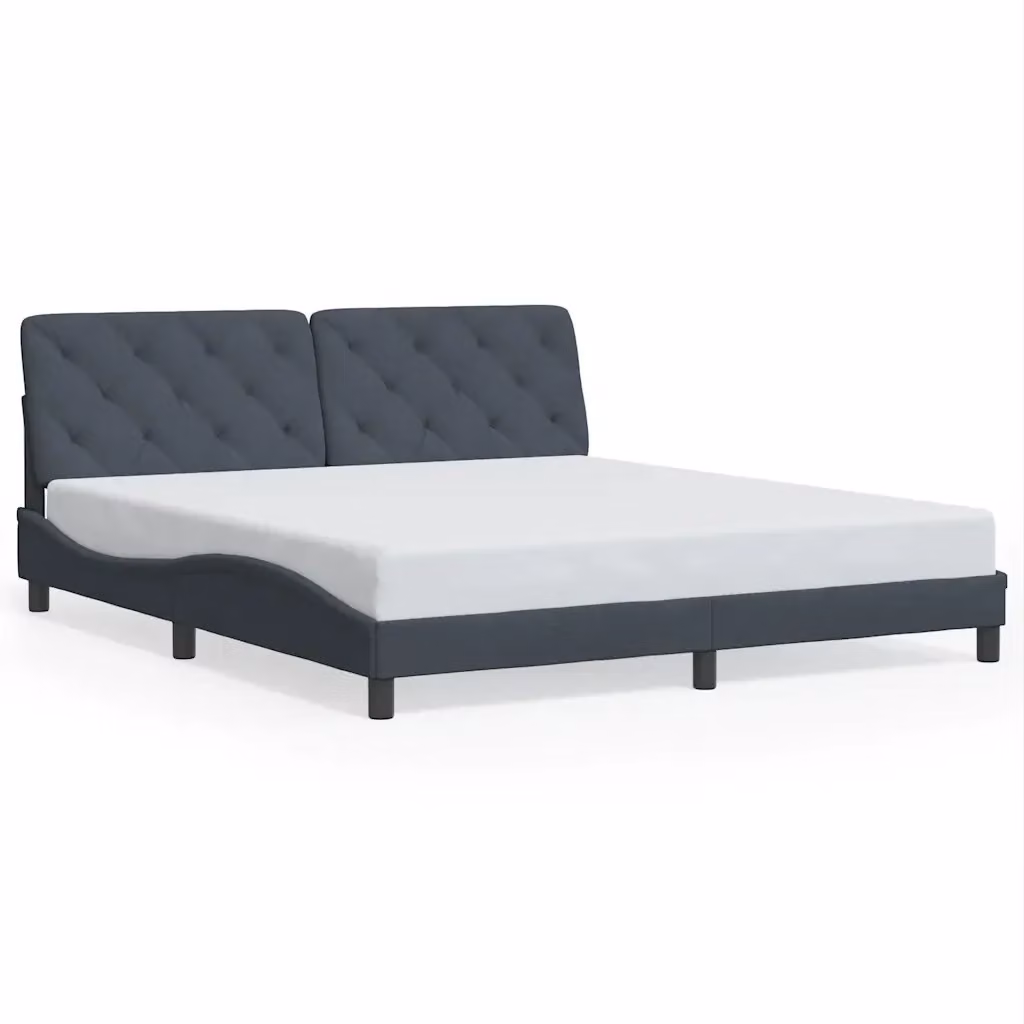 vidaXL Giroletto senza Materasso in Velluto Grigio L/P/H: 200 x 200 x 74,5 cm – 2
