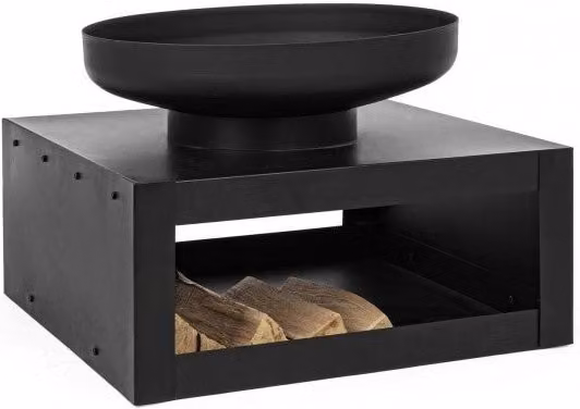 Braciere con Portalegna Efesto GIORDANOSHOP in Acciaio Nero L: 70 cm, P: 70 cm, H: 38 cm – 1