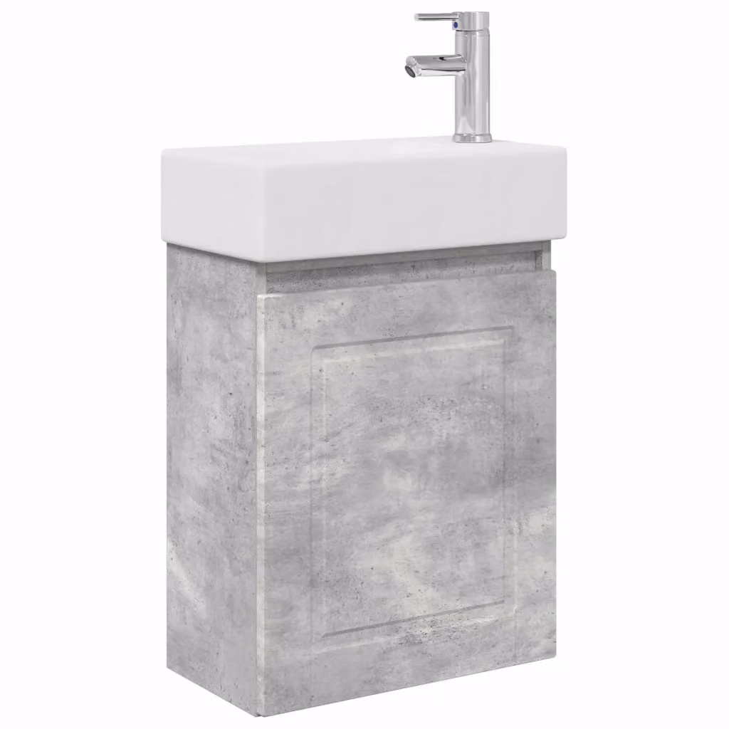 Mobile bagno moderno vidaXL con rubinetto, sospeso, Grigio, L: 45,5 cm, P: 22,5 cm, H: 84 cm – 2