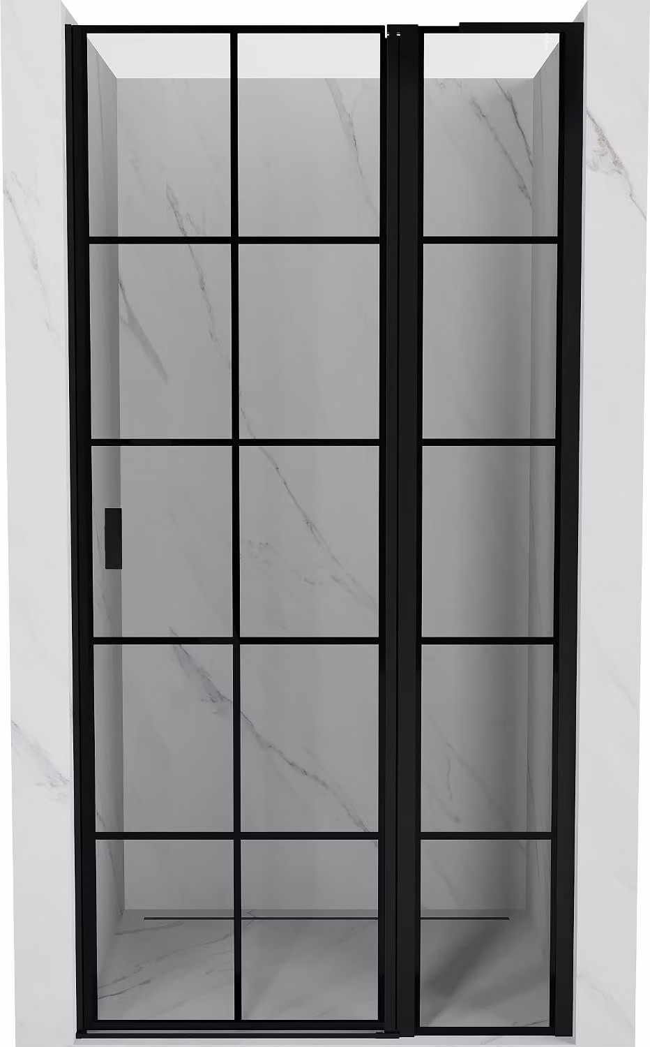 Mexen Mist L porta doccia a battente destra 95 cm, griglia nera, nero - 8A4L-095-000-70-77-P