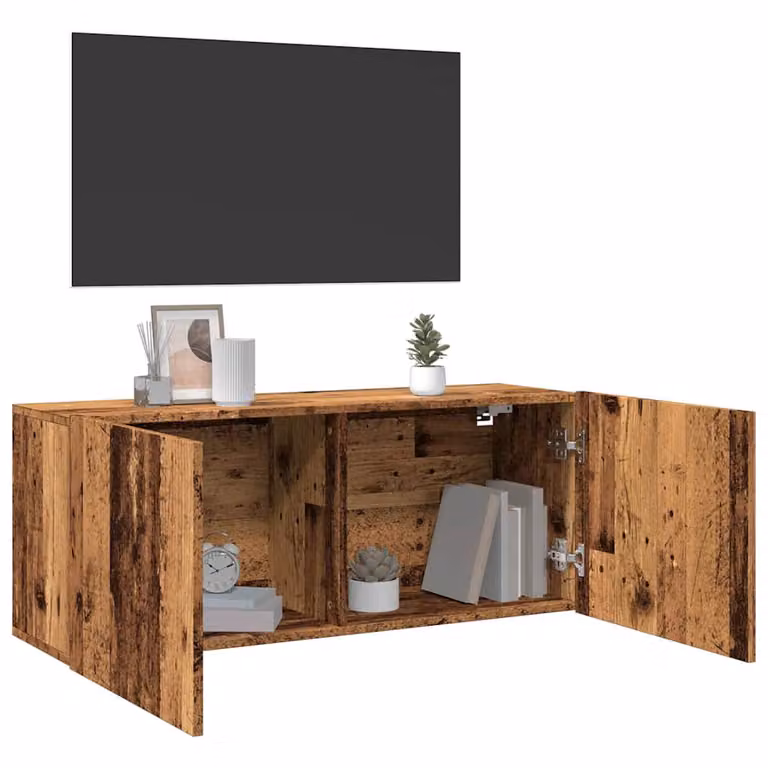 Mobile TV da parete vidaXL in legno color marrone L: 100 cm, P: 30 cm, H: 41 cm