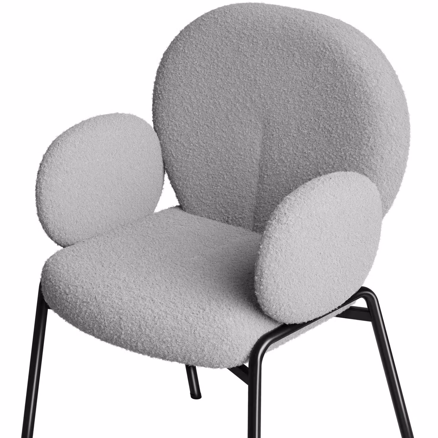 Set di 4 sedie scandinave imbottite tectake in tessuto bouclé grigio chiaro – 1