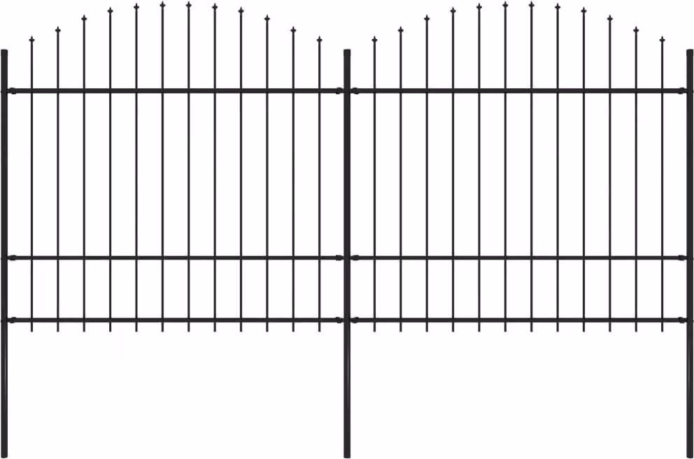 Recinzione da Giardino con Punta a Lancia in Acciaio 359x175 cm Nero