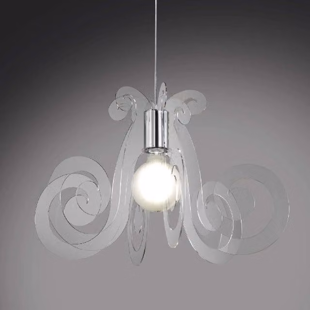 Lampadario a sospensione MIZAR IPERBRIKO in Plexiglas trasparente e metallo cromato, Diametro: 64 cm, Altezza: 41 cm