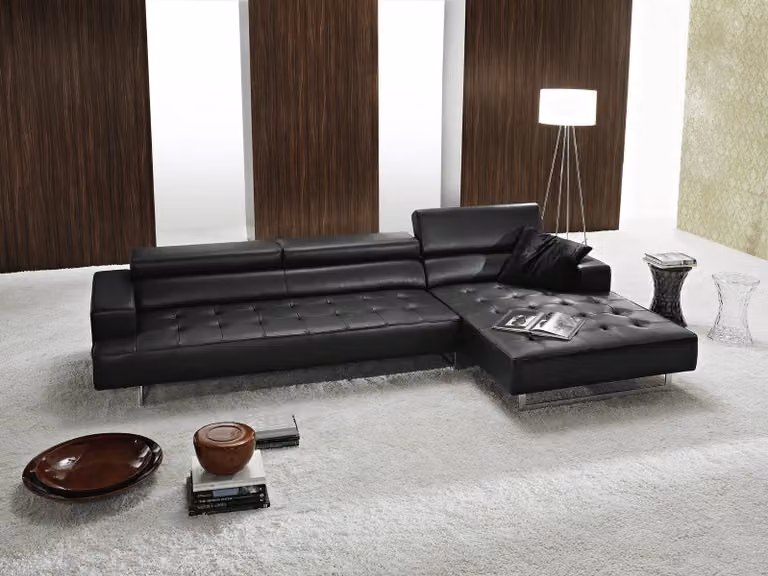 Ecksofa Leder Eckcouch Wohnlandschaft Modern Luxus Sofas L-Form Sofa Schwarz