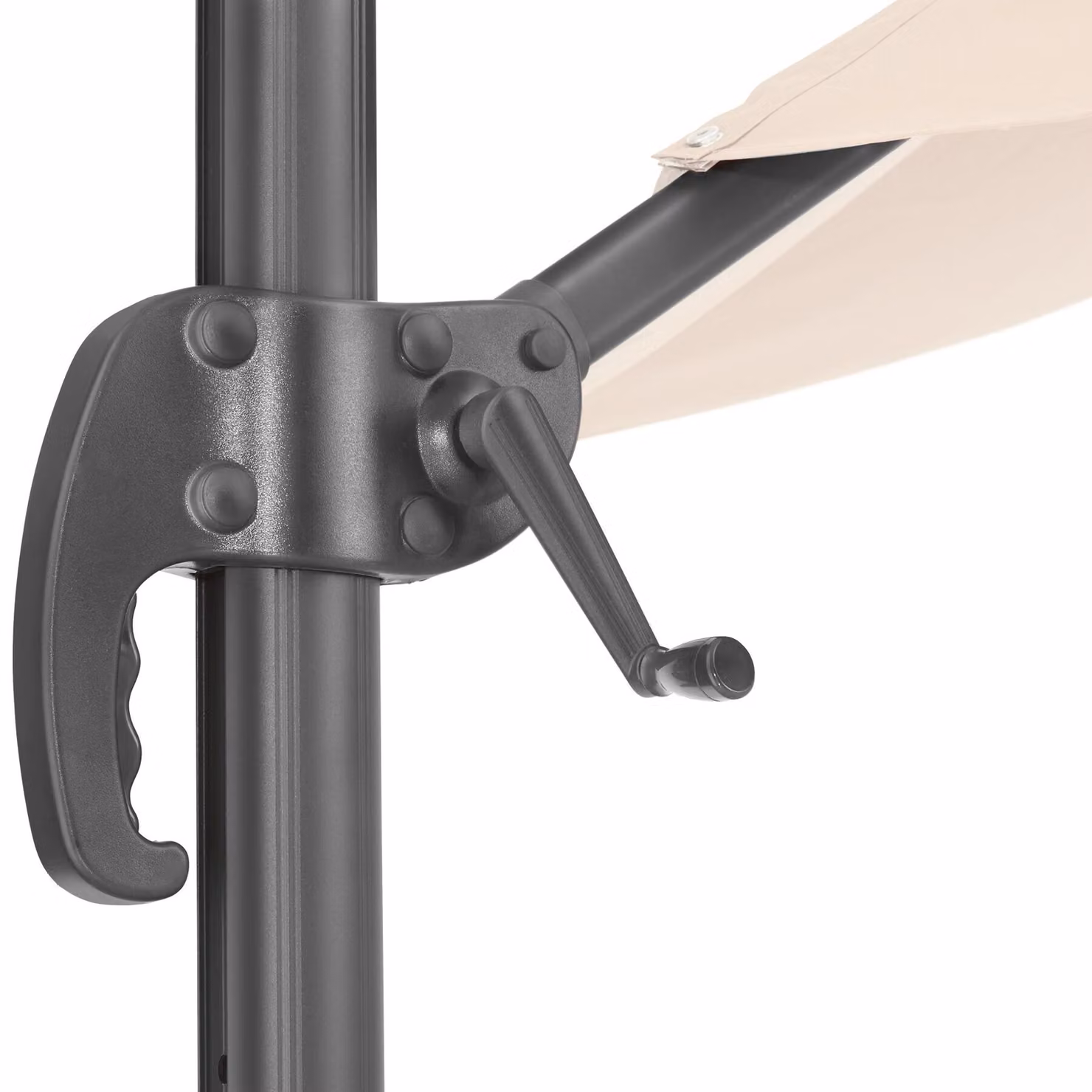 Ombrellone a braccio tectake Daria beige con involucro protettivo e pedale, Ø 300 cm – 1