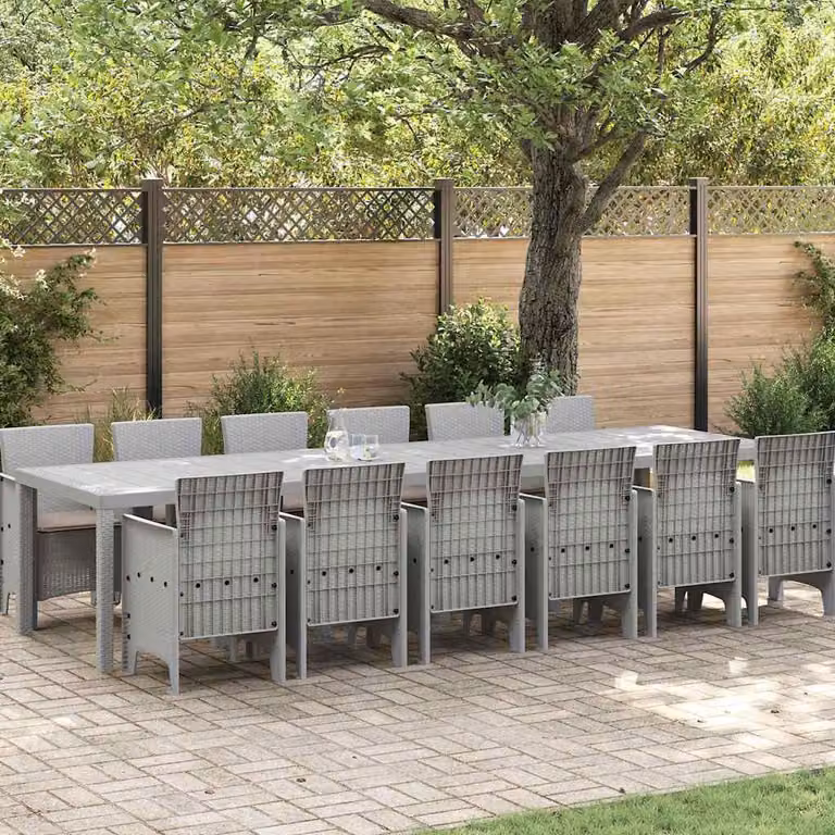 Maison Exclusive - Set da pranzo per esterno, 13 pezzi, rattan sintetico color grigio chiaro