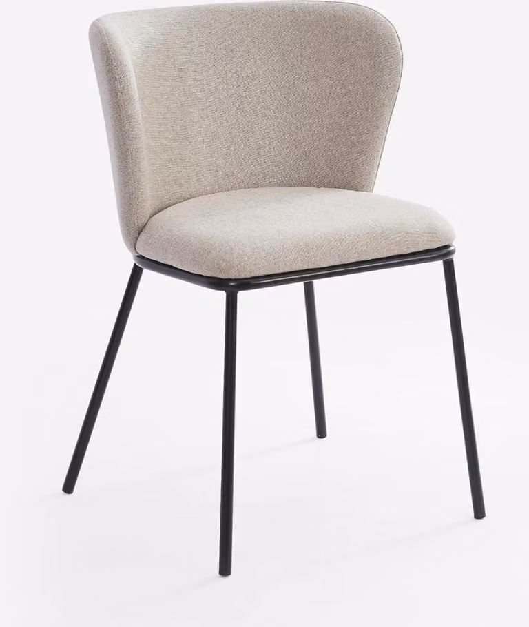 Sedia per sala da pranzo di design moderno in tessuto con gambe nere Lasta - Bianco