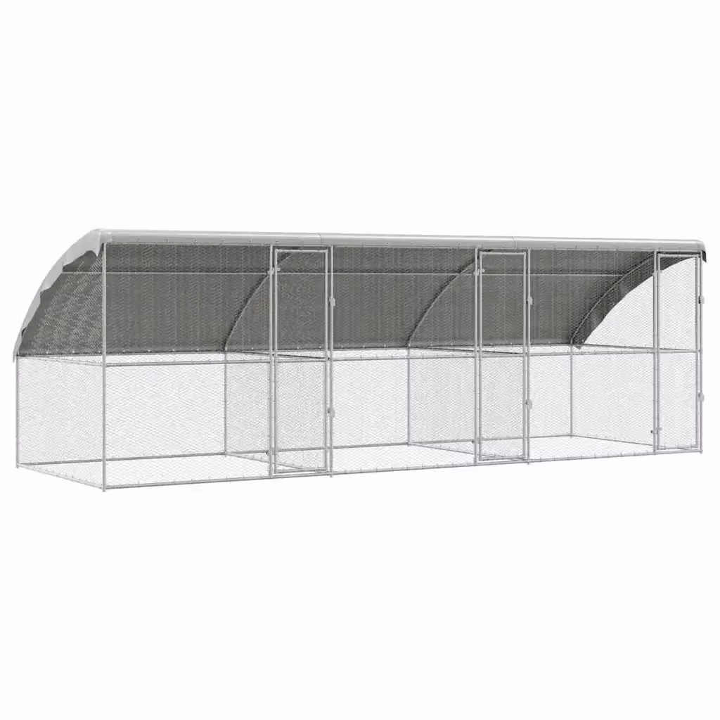 Set di 3 gabbie per polli vidaXL in acciaio zincato, Argento, L: 600 cm, P: 200 cm, H: 198,5 cm – 2