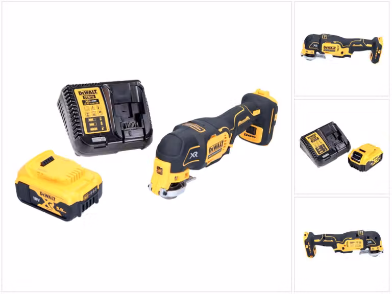 Oscillatore a batteria DeWalt DCS 356 P1-XJ 18 V Brushless + 1x batteria 5,0 Ah + caricabatterie + kit accessori