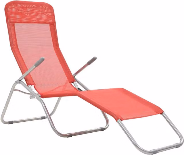 Set di 2 lettini prendisole pieghevoli vidaXL in textilene rosso con struttura in acciaio verniciato L: 120 cm, P: 60 cm, H: 97 cm