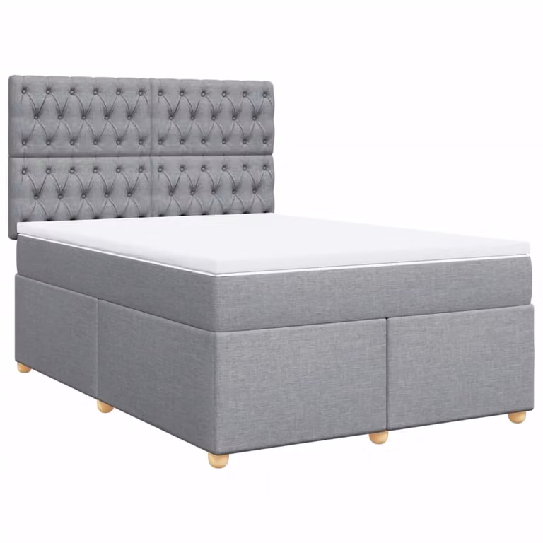 Giroletto a Molle con Materasso Grigio Chiaro 140x200cm Tessuto