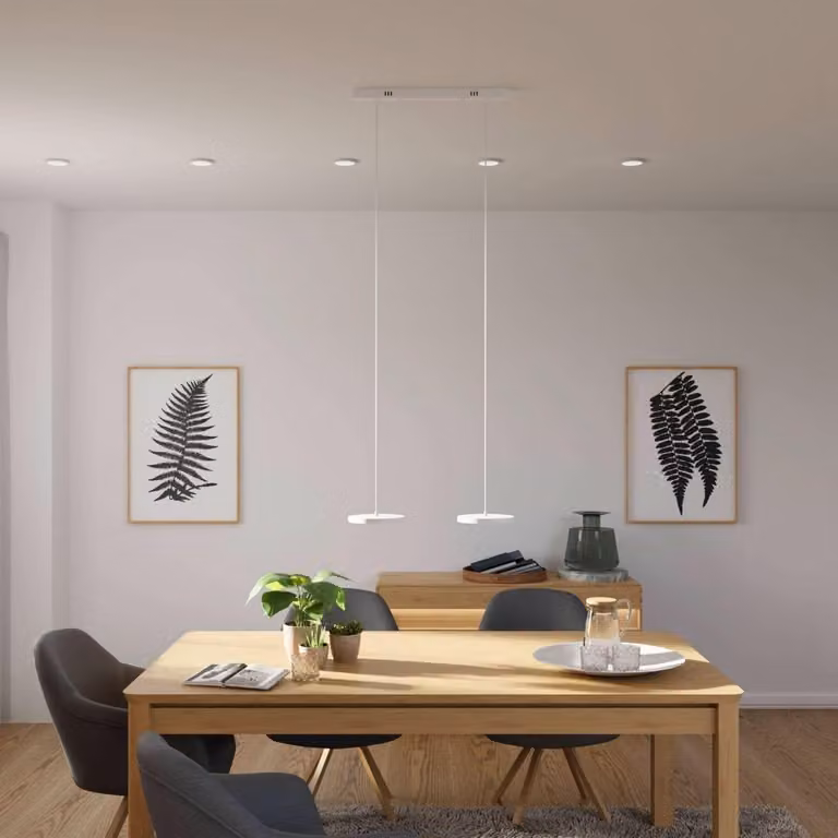 LUMIÈRE Lampada a sospensione design "Evanos", 2 luci LED, dimmerabile, colore bianco