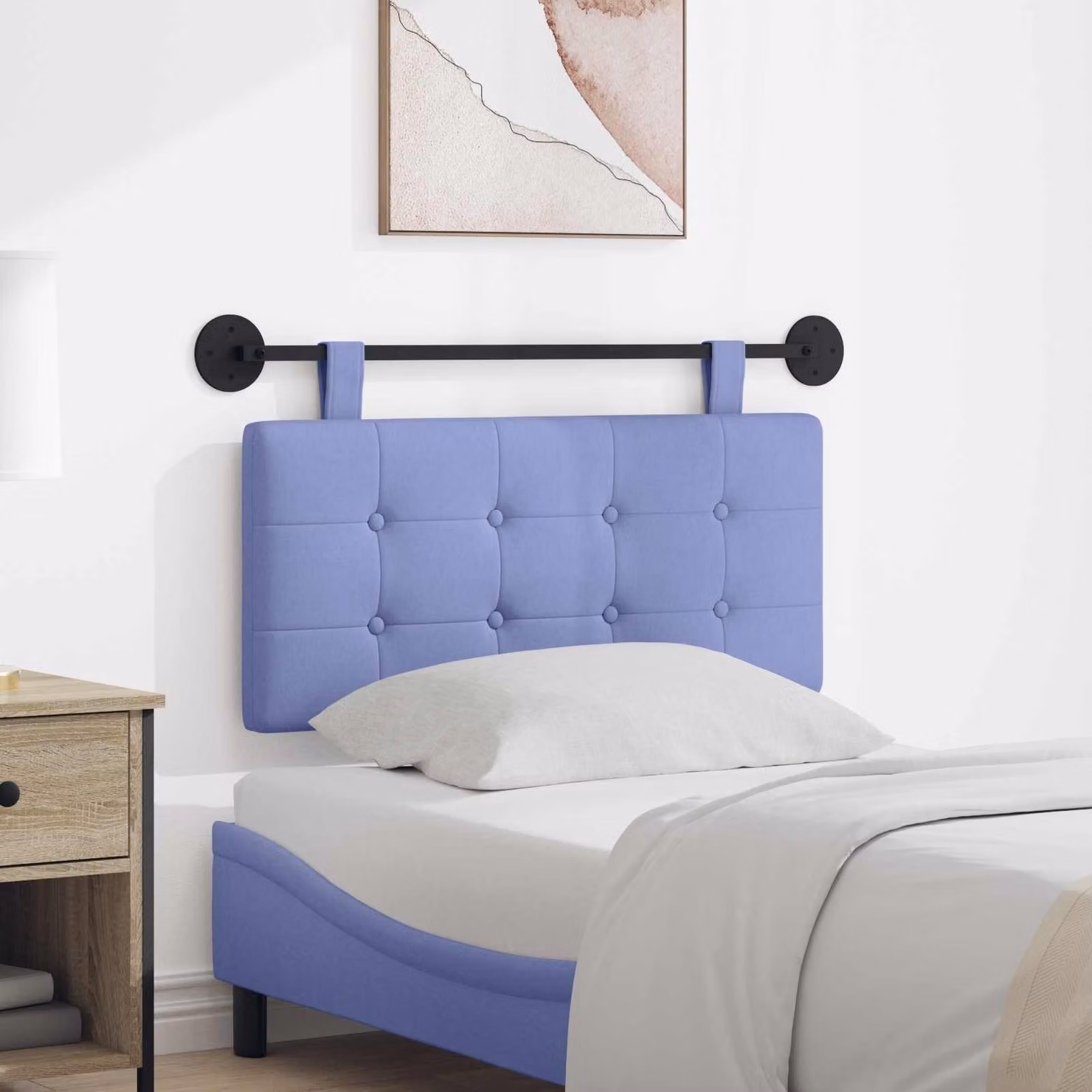 Testiera sospesa moderna vidaXL in tessuto blu con pannello imbottito e design geometrico L: 90 cm, P: 55 cm, H: 6 cm