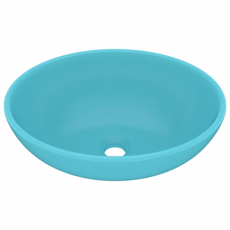 Lavandino Lusso Ovale Verde Chiaro Opaco 40x33 cm in Vetroceramica