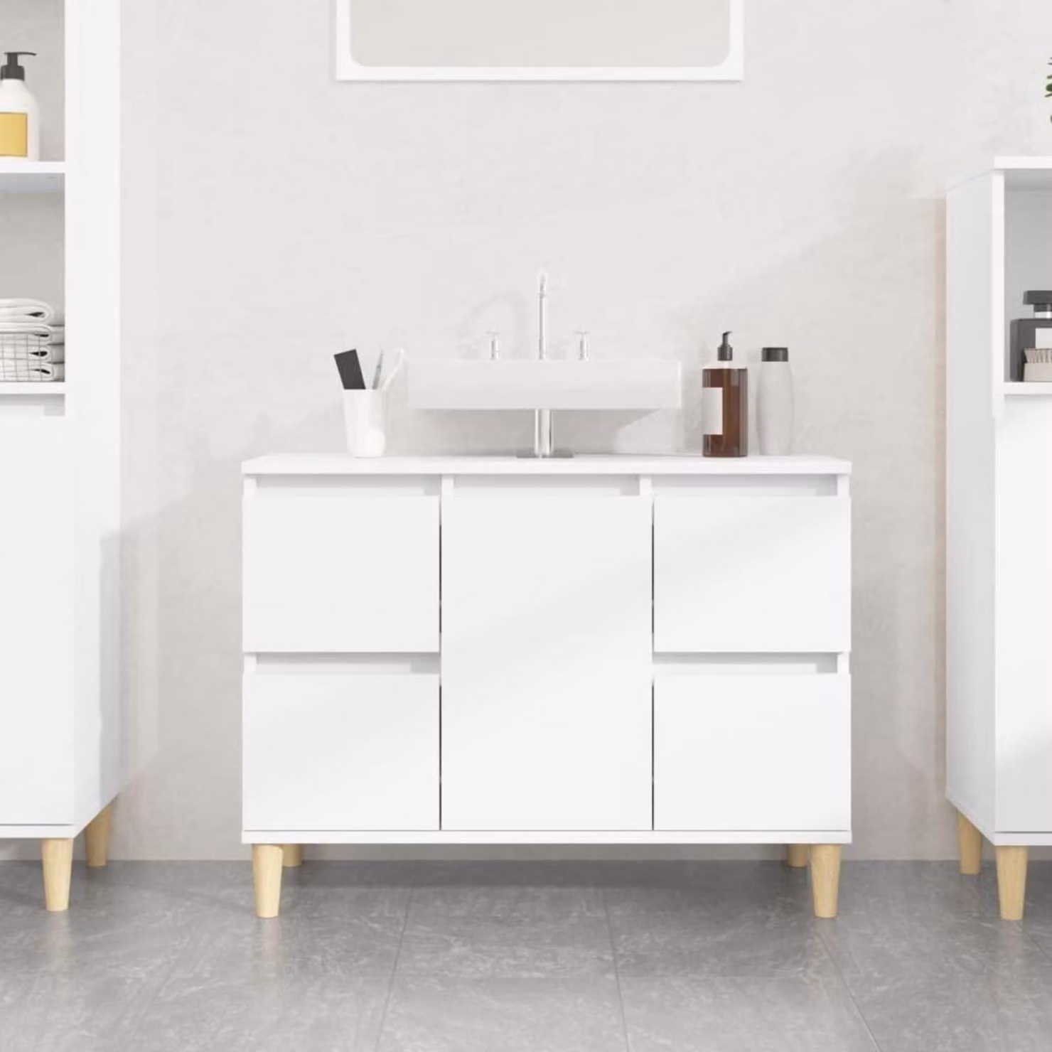 Mobiletto bianco 80x33x60 cm materiale legno
